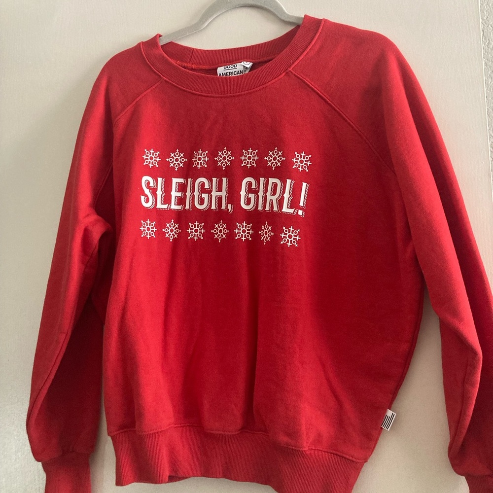Good American Red crew neck sweater